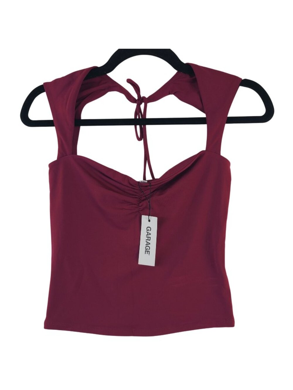 NEW Garage Red Plum Tie Back Ruched Front Tank Top Sz P/S